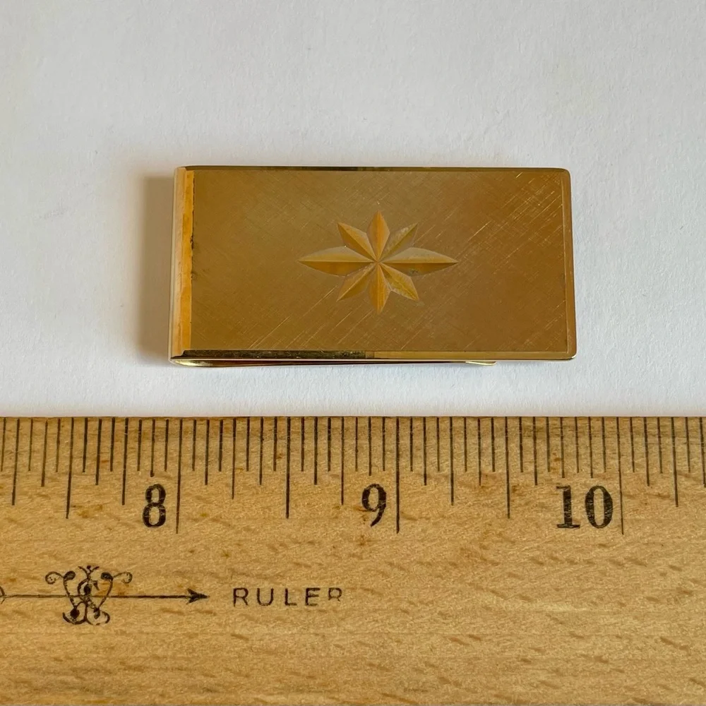 Vintage L’Aiglon Goldtone Metal Starburst Money Clip